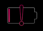 Low battery icon with a red exclamation mark in front